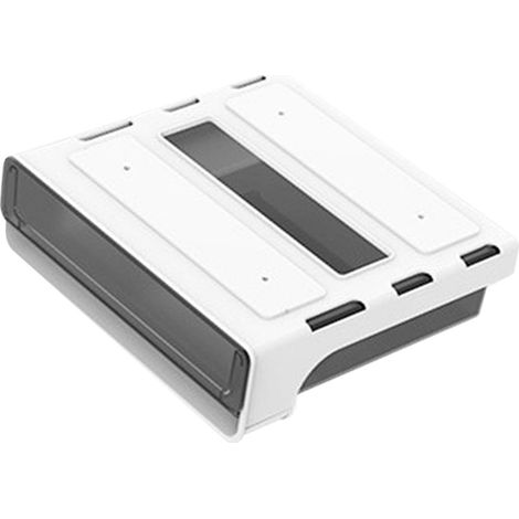 Boîte de rangement sous bureau grande capacité en plastique adhésif avec étagère dissimulée, organisateur de tiroir pour téléphones, accessoires et fournitures de bureau, noir, taille M, largeur 17 cm (1/5)