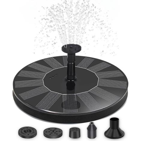 Ausverkauf Solarbrunnen für den Außenbereich – 16 cm schwimmende Solarwasserpumpe mit 5 austauschbaren Spitzen – Wasserbrunnen für Balkon, Miniteich oder Gartenbrunnen