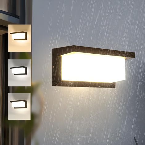 Applique Murale Exterieur 18W Luminaire Exterieur 3000K 4000K 6500K Eclairage Exterieur IP65 Lumiere Noir Exterieur LED Pour Jardin, Terrasse, Garage