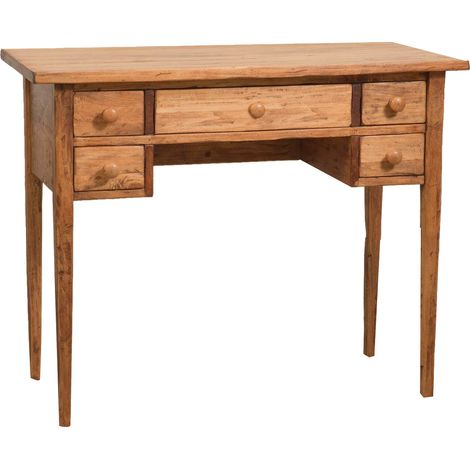 Schreibtisch aus massivem Lindenholz, naturbelassen. Made in Italy