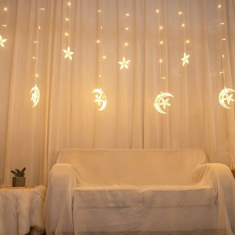 Guirlande lumineuse rideau LED étoiles et lune, lampe d'ambiance décoration Noël camping extérieur IP65 A12 (1/5)