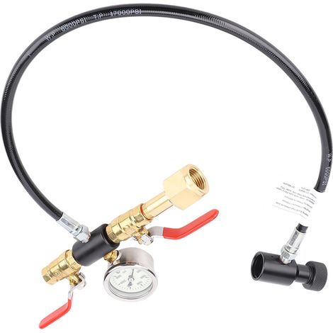 Tuyau de remplissage CO2 double valve 24 pouces avec manomètre 3000psi pour réservoir Sodastream G1/2 (1/5)