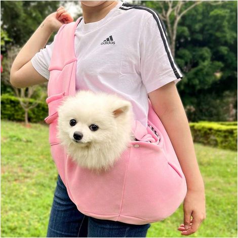 Sac de transport pour chiens et chats, sac ajustable pour petits chiens, sac principal pour chiots et chats avec plusieurs fermetures éclair à l'avant, ceinture de sécurité, lavable en machine (1/3)