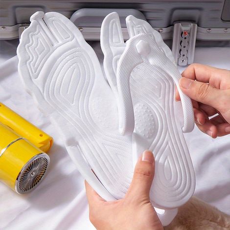 Une paire de chaussons pliants portables pour voyages, tongs de plage pour couples, chaussons antidérapants pour hôtel, taille 40-41, blancs (1/5)