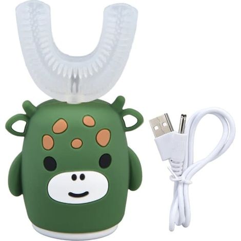Brosse à dents électrique en forme de U pour enfants, brosse à dents souple automatique en forme de U, motif dessin animé, rechargeable, petite taille (1/5)