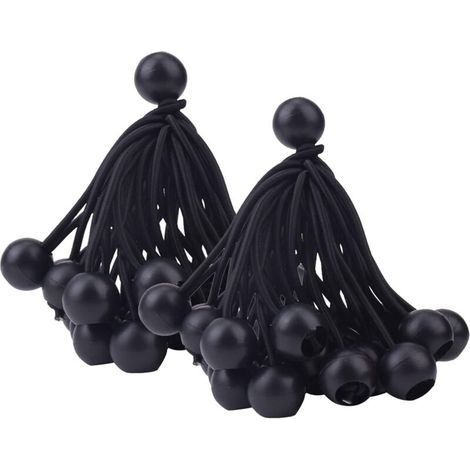 50 Pcs Tendeur à Boule Élastique(Noir), Tendeur de Bâche pour Pavillon, Camping, Tente Cordons, Rideaux Harnais d’Extension, 10cm (1/5)