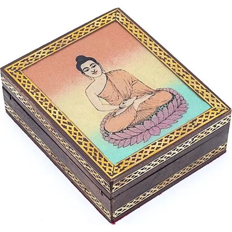 Boîte décorative Bouddha en bois de manguier (1/2)