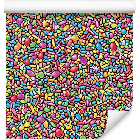 Papier peint à paillettes d'anniversaire rouges et oranges sur fond marron 50x1000 cm (1/4)