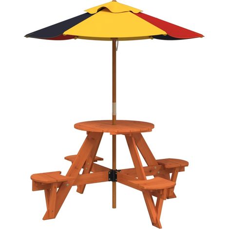 Maison Exclusive - Tavolo Picnic per 4 Bambini con Ombrellone Rotondo Legno Abete