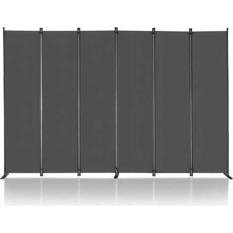 Paravent Multifonctionnel à 6 Panneaux, Cloison de Séparation Autoportant 311 x 180,5 cm, Séparateur de Pièces Intérieur Pliable, Brise-Vue pour Confidentialité, Bureau, Chambre, Salon, Gris (1/5)