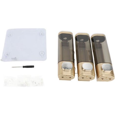 300ml 3 in 1 Press Liquid Soap Dispenser Wall Mount Bathroom Shower Shampoo Conditioner Container Gold (1/5)