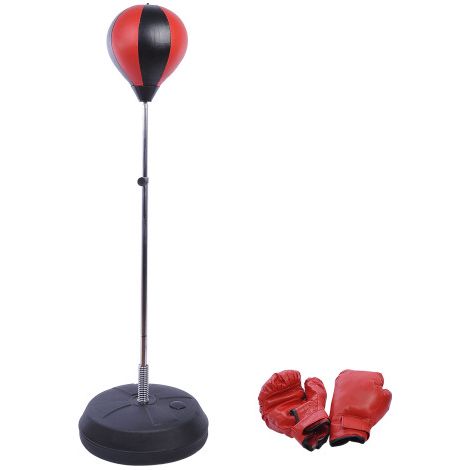 Set de saco de boxeo, caja independiente, altura ajustable de 125 a 145 cm, guantes, bomba, para profesionales y principiantes, disponible en el sitio. (1/5)