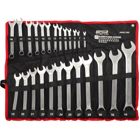 Set di chiavi combinate Awtools, 25 pezzi, da 6 mm a 36 mm, linea nera