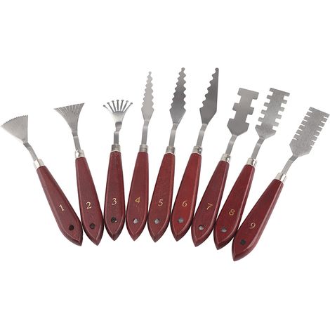 Set mit 9 professionellen Ölmalspateln, Palettenmessern und Schabern für Künstler