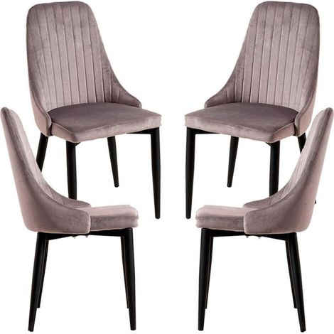 Packs Sillas Comedor - Pack 4 Sillas Kan Terciopelo - Gris (1/5)