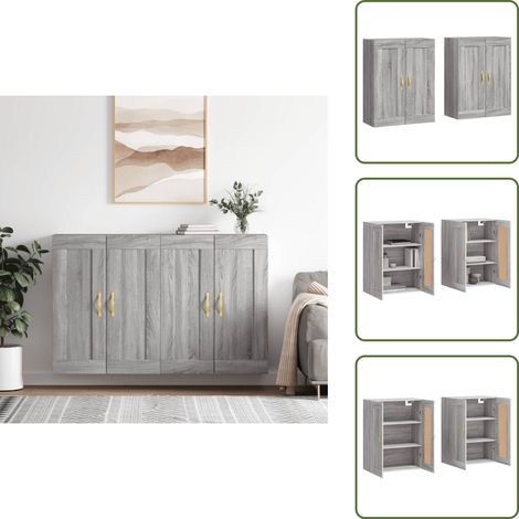 The Living Store Wandschränke 2 Stk. Grau Sonoma Holzwerkstoff - Holzwerkstoff (1/5)