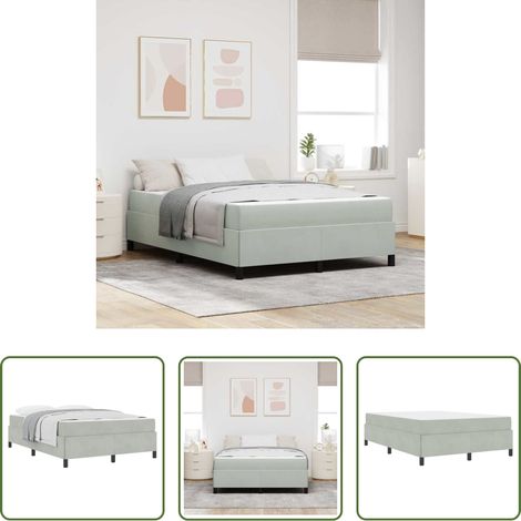 vidaXL Bettgestell mit Matratze -  Bettrahmen mit Matratze Hellgrau 140 x 190 cm Stoff (1/5)