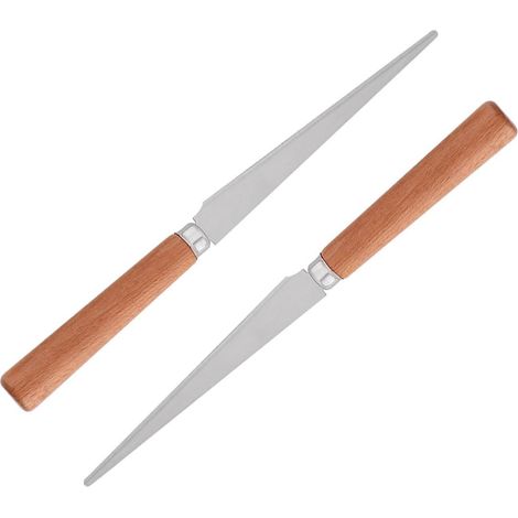 Couteau à Ébarber Sculpture Manche Bois et Lame en Acier Inoxydable, Lot de 2 Outils Artisanaux pour Poterie et Modelage (1/5)
