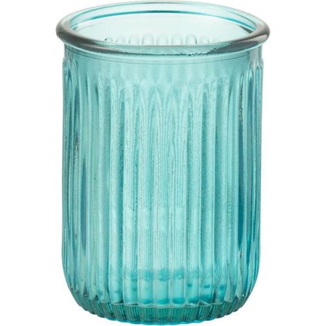 Vase Design en Verre "Stripe" 20cm Bleu Aqua