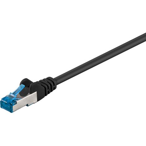 Goobay - Cable patch CAT 6A S/FTP PiMF, Cable de red 500 MHz, Cable LAN, Cable de Internet de cobre libre de halógenos, Conector RJ 45, negro, 0.25m, 94152