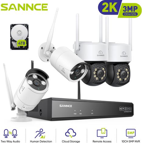 SANNCE 3MP Wireless Surveillance Camera Kit IR Night Vision Motion Detection Security CCTV Wifi Camera System - 4TB HDD (1/5)
