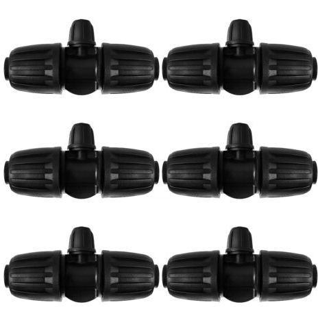 6 Stück T-Stück-Rohrverbinder mit Widerhaken, 3-Wege-Bewässerungsschlauchverbinder für Schläuche von 13/16 mm bis 4/7 mm, 3-Wege-Tropfbewässerungsverbinder für Garten und Rasen (1/5)