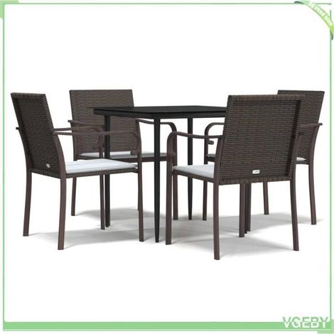 Ensemble à manger de jardin - FAFEICY - 3186938 - Résine tressée - Cadre acier - 4 personnes (1/5)