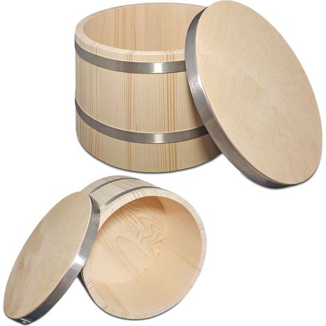 Ciotola in legno per lievitazione del pane con coperchio, grande, in abete, 15 L (1/5)