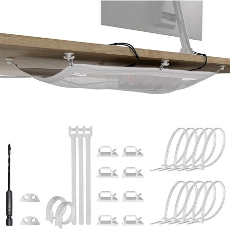 Goulotte de gestion des câbles sous bureau, solution flexible et blanche pour une gestion optimale des câbles de votre bureau. (1/5)