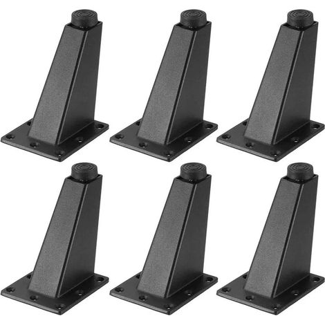Set di 6 gambe per mobili nere, angolate e affusolate, regolabili in altezza, adatte a tavolini da caffè, tavoli da pranzo, sedie, armadi e divani. (1/5)