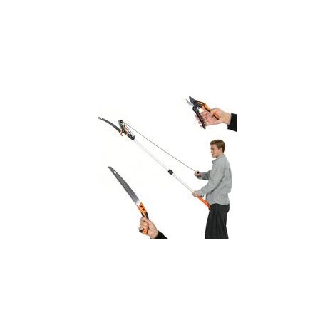 2-in-1 Teleskop-Gartenschere, Handsäge, Gartenschere mit Sicherheitsverriegelung, 2 m Teleskopstange aus Aluminium (1/5)