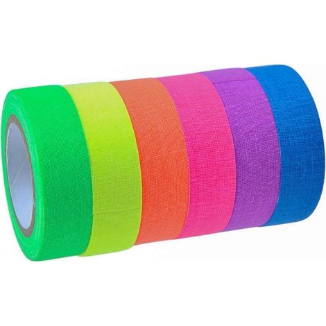 Lot de 6 rubans fluorescents 6 couleurs, ruban néon réactif à la lumière noire UV pour décoration de fête (1/5)
