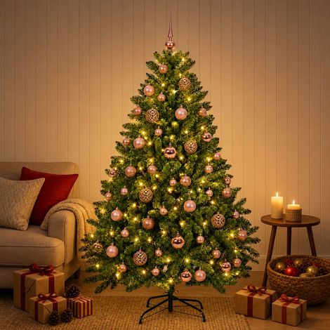 vidaXL Árbol de Navidad artificial verde claro con bolas 120 cm (1/5)