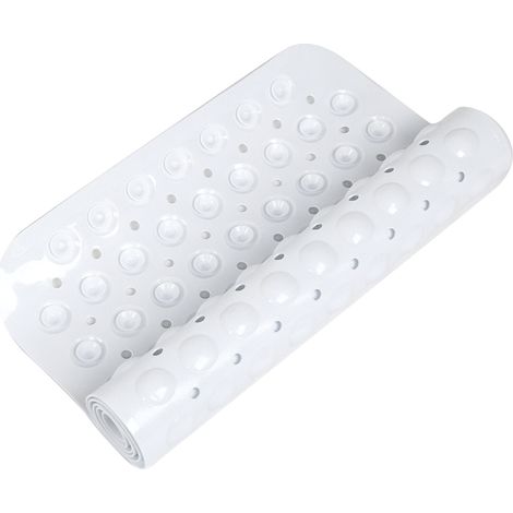 Tapis antidérapant PVC pour baignoire et douche, blanc, 40,5x101 cm, avec ventouses, salle de bain et hôtel (1/5)