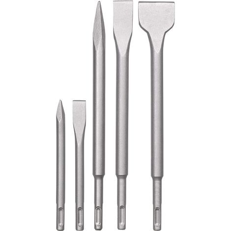 SDS-Plus Jeu de burins marteau, jeu de 5 burins pour la pierre et le béton dans un coffret en plastique (1/3)