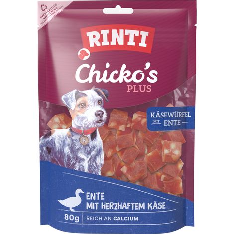 Rinti Hundesnack Chicko Plus Käsewürfel mit Ente 80 g Hundeleckerlis