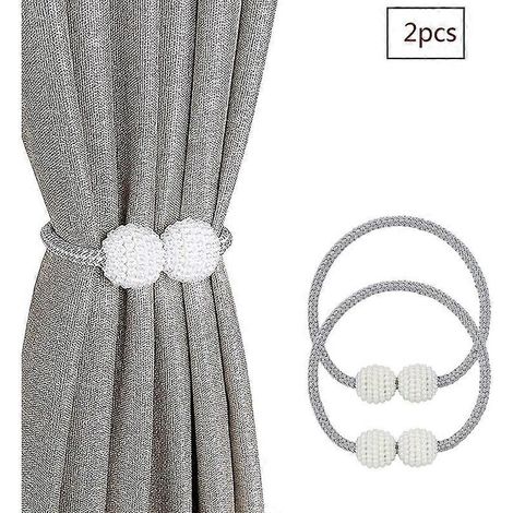 Lot de 4 embrasses magnétiques pour rideaux, avec perles et cordon. (1/5)