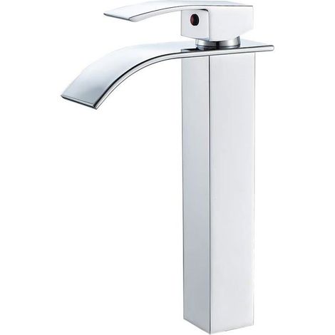 Mitigeur monocommande pour lavabo – Bec cascade plat – Laiton chromé – Montage sur plan (1/4)