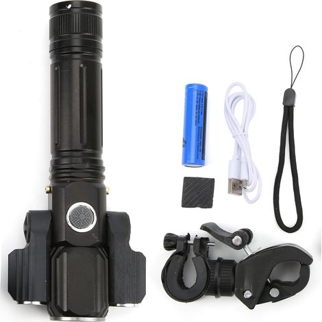 Lampe torche rechargeable USB 4 niveaux réglable, lampe triple durable pour maison et extérieur (1/5)