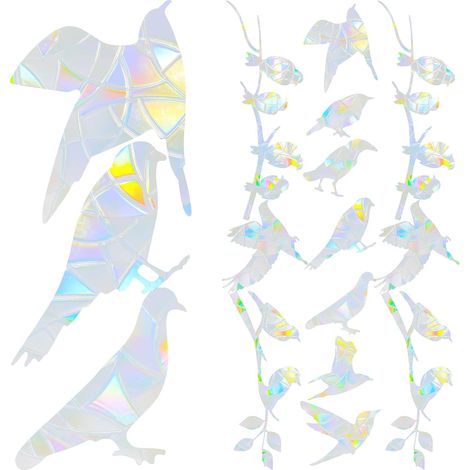 Lot de 20 Autocollants pour Fenêtres en Pvc Anti-collision D'oiseau, Décoration 3d sans Résidu pour Portes et Panneaux en Verre (1/5)