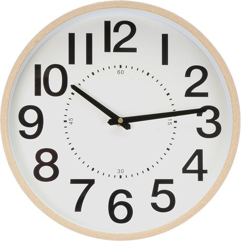 Reloj de pared "Pipo" Ø35x5cm con agujas de movimiento continuo color madera clara y beige (pila AA no incluida) (1/2)