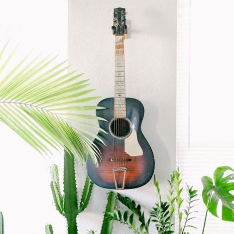 Crochet Guitare - Bois Massif - Support Mural Pivotant Pour Guitare Acoustique Et Electrique - 2 Unites (1/4)