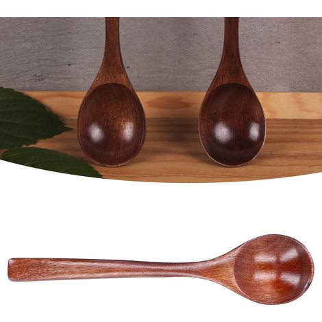 Set aus 5 langstieligen Suppenlöffeln aus Holz, Reislöffeln und Geschirr für Zuhause, Küche und Restaurant (1/5)