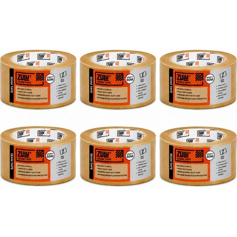 Zulu Brown Board Seam Tape 50mm x 50m - Heavy Duty for Card Floor Protection Joining Tape Easy Tear Strong Adhesive, 6 Pack