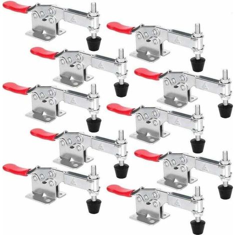 S-giant GH-201-B Lot de 10 sauterelles de menuisier, capacité 90 kg, fermoirs rapides horizontaux réglables pour machines, menuiserie, soudage (1/5)
