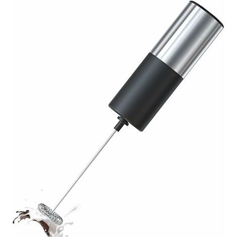 Mousseur à lait électrique portatif à piles pour café, latte, cappuccino, chocolat chaud, mini mélangeur à boisson durable ,Silver,