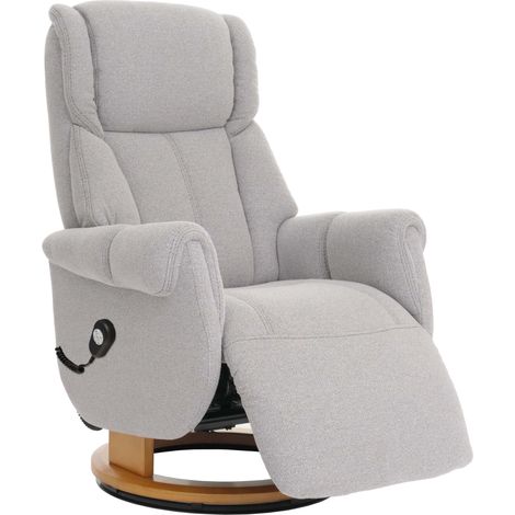 MCA Relaxsessel + Aufstehhilfe HHG-295, Fernsehsessel Sessel Fußstütze Bouclé Stoff Holz grau, Holz Natur (1/5)