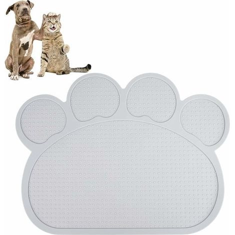 Futternapfmatte für Hunde und Katzen, Silikon-Futtermatte für Haustiere, rutschfeste Futtermatte, Grau, 40 x 30 cm (1/5)