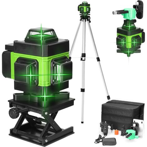 Multifonctionnel 4D 16 Lignes Niveau Laser 3° Machine Auto-nivelante USB Batterie au Lithium Rechargeable Outil de Nivellement avec 1.5M 3-Hauteurs Réglable Alliage Barre d'Extension Trépied (1/5)