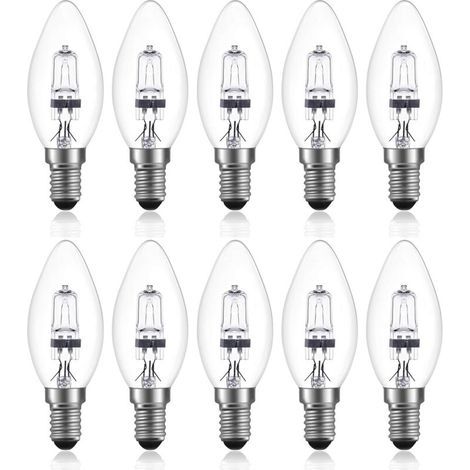42W E14 C35 Dimmable Halogen Lamp AC 220-240V Warm White 2700K e14 Transparent Halogen Candle Lamp (10 Pack)